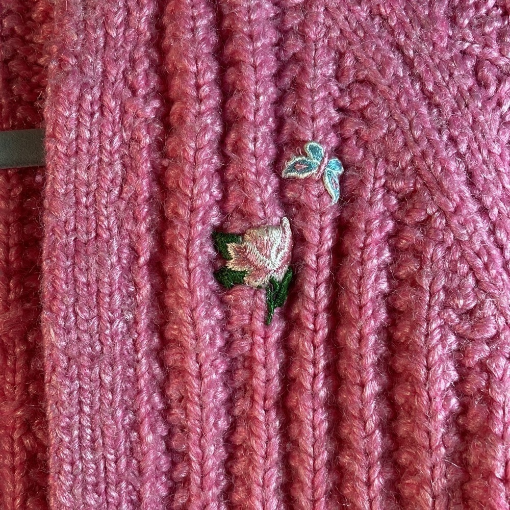 Vintage 60’s bubblegum pink child’s cardigan 9/10 see measurements 36” chest 351 - Picture 2 of 4
